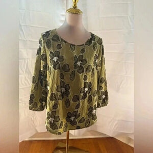 Parami Design Green Floral Blouse